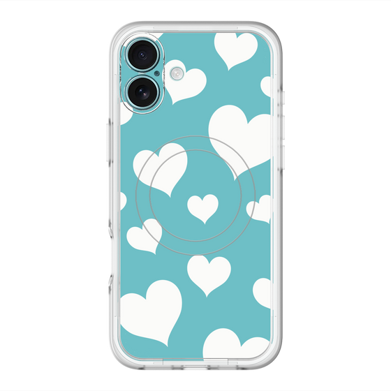 スリムプロテクションプレミアムケース with MagSafe［ Dot Hearts - Blue ］
