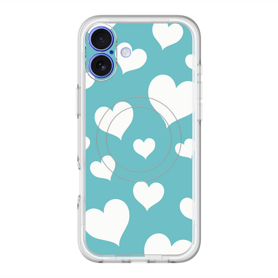 スリムプロテクションプレミアムケース with MagSafe［ Dot Hearts - Blue ］