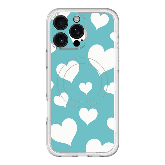 スリムプロテクションプレミアムケース with MagSafe［ Dot Hearts - Blue ］