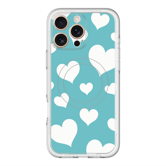 スリムプロテクションプレミアムケース with MagSafe［ Dot Hearts - Blue ］