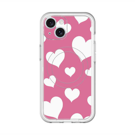 スリムプロテクションプレミアムケース with MagSafe［ Dot Hearts - Pink ］