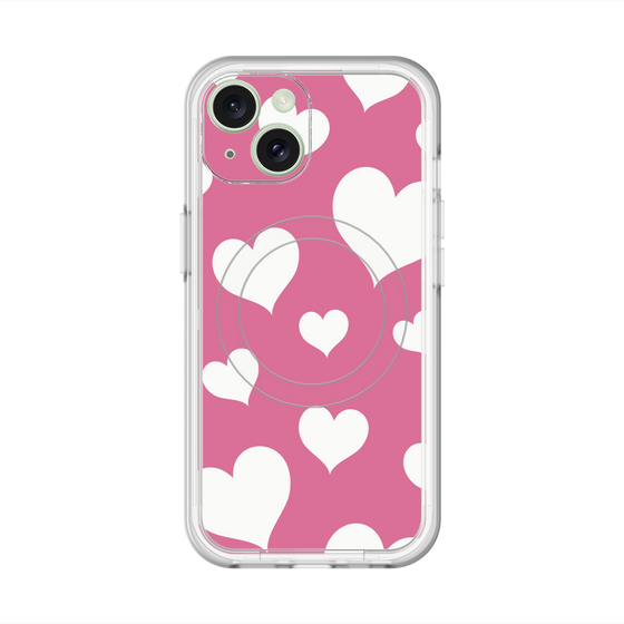 スリムプロテクションプレミアムケース with MagSafe［ Dot Hearts - Pink ］