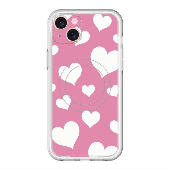 スリムプロテクションプレミアムケース with MagSafe［ Dot Hearts - Pink ］