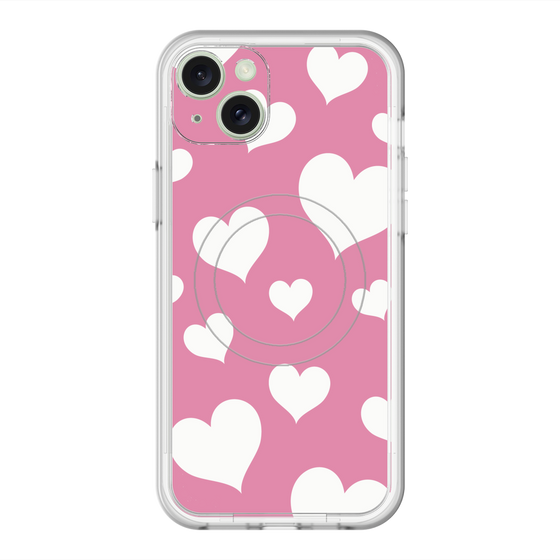 スリムプロテクションプレミアムケース with MagSafe［ Dot Hearts - Pink ］