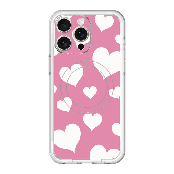 スリムプロテクションプレミアムケース with MagSafe［ Dot Hearts - Pink ］