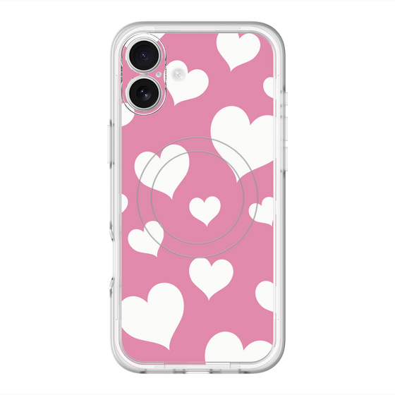 スリムプロテクションプレミアムケース with MagSafe［ Dot Hearts - Pink ］