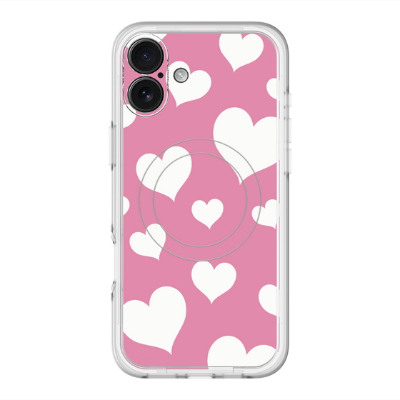 スリムプロテクションプレミアムケース with MagSafe［ Dot Hearts - Pink ］