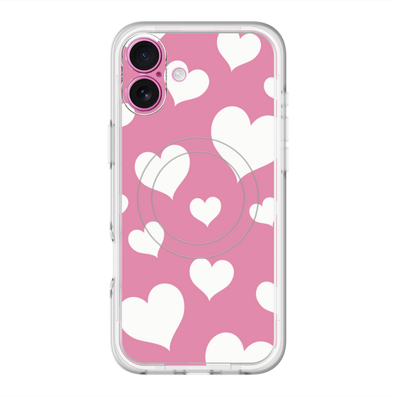 スリムプロテクションプレミアムケース with MagSafe［ Dot Hearts - Pink ］