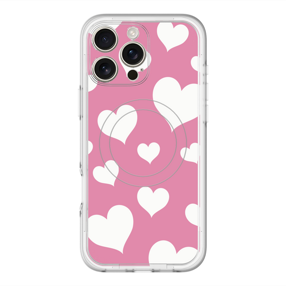 スリムプロテクションプレミアムケース with MagSafe［ Dot Hearts - Pink ］