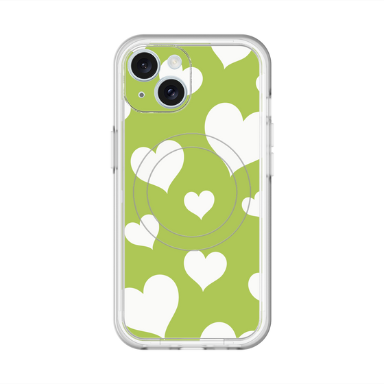 スリムプロテクションプレミアムケース with MagSafe［ Dot Hearts - Green ］