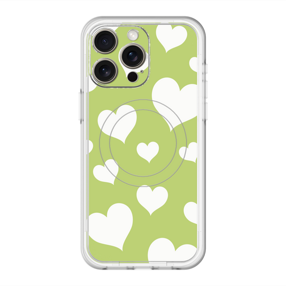 スリムプロテクションプレミアムケース with MagSafe［ Dot Hearts - Green ］