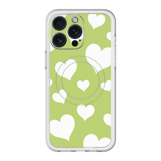 スリムプロテクションプレミアムケース with MagSafe［ Dot Hearts - Green ］
