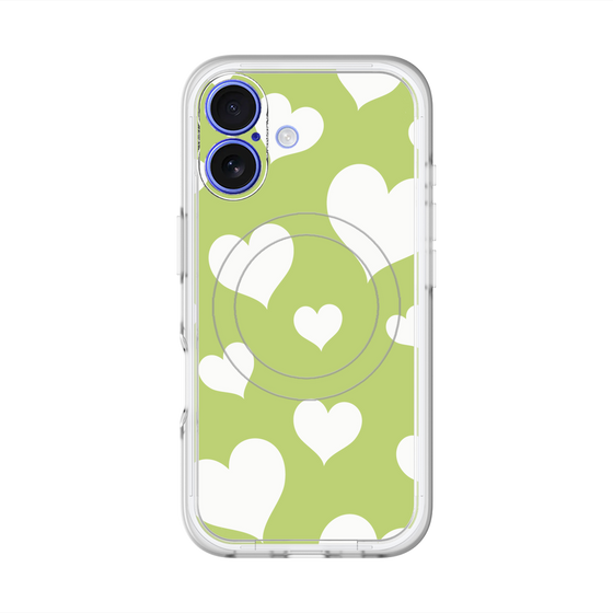 スリムプロテクションプレミアムケース with MagSafe［ Dot Hearts - Green ］