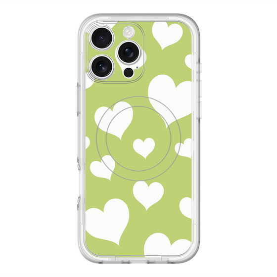スリムプロテクションプレミアムケース with MagSafe［ Dot Hearts - Green ］