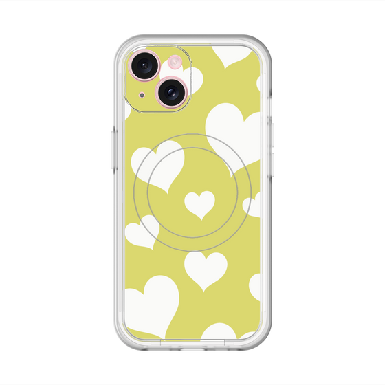 スリムプロテクションプレミアムケース with MagSafe［ Dot Hearts - Yellow ］