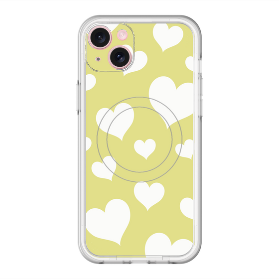スリムプロテクションプレミアムケース with MagSafe［ Dot Hearts - Yellow ］