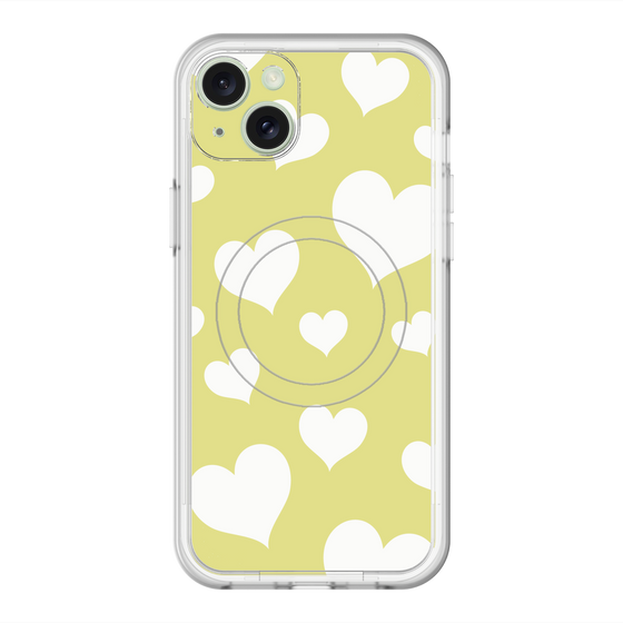 スリムプロテクションプレミアムケース with MagSafe［ Dot Hearts - Yellow ］