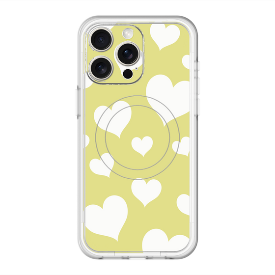 スリムプロテクションプレミアムケース with MagSafe［ Dot Hearts - Yellow ］