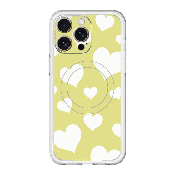 スリムプロテクションプレミアムケース with MagSafe［ Dot Hearts - Yellow ］