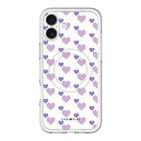 スリムプロテクションプレミアムケース with MagSafe［ Stripe Hearts - Purple ］