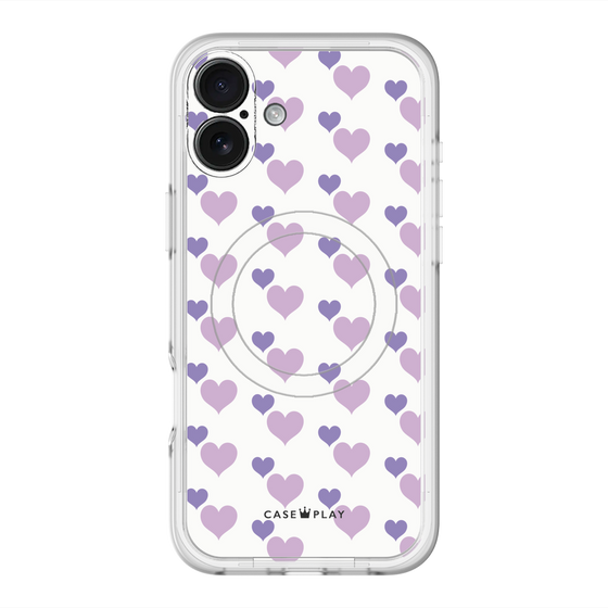 スリムプロテクションプレミアムケース with MagSafe［ Stripe Hearts - Purple ］