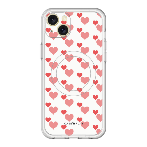 スリムプロテクションプレミアムケース with MagSafe［ Stripe Hearts - Red ］