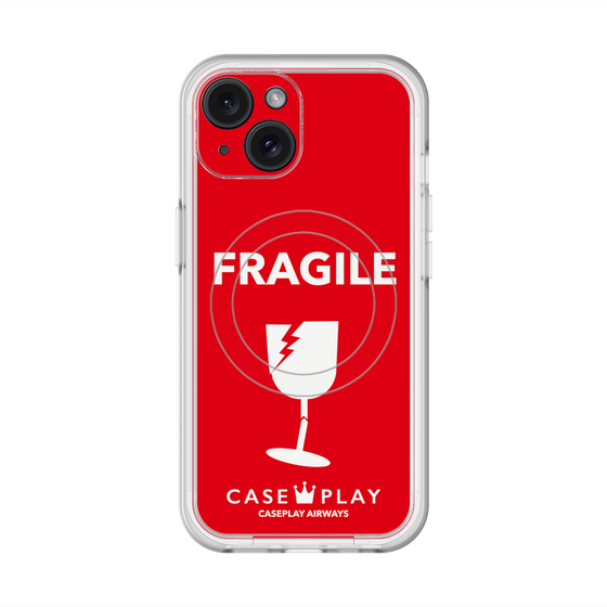 スリムプロテクションプレミアムケース with MagSafe［ FRAGILE - Red ］