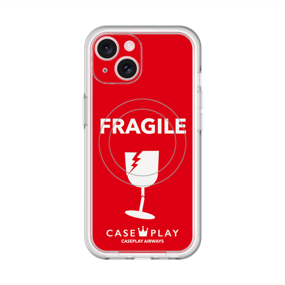 スリムプロテクションプレミアムケース with MagSafe［ FRAGILE - Red ］