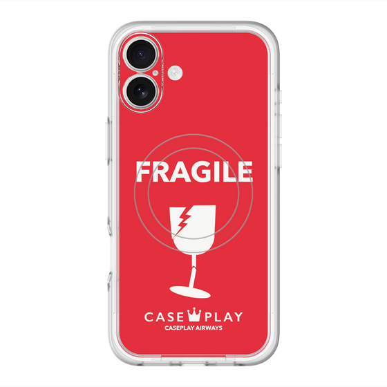 スリムプロテクションプレミアムケース with MagSafe［ FRAGILE - Red ］