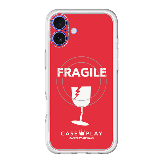 スリムプロテクションプレミアムケース with MagSafe［ FRAGILE - Red ］