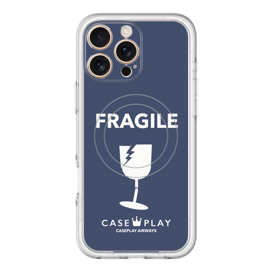 スリムプロテクションプレミアムケース with MagSafe［ FRAGILE - Navy ］