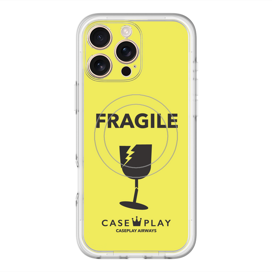 スリムプロテクションプレミアムケース with MagSafe［ FRAGILE - Yellow ］