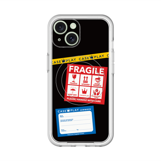 スリムプロテクションプレミアムケース with MagSafe［ FRAGILE Stickers - Black ］