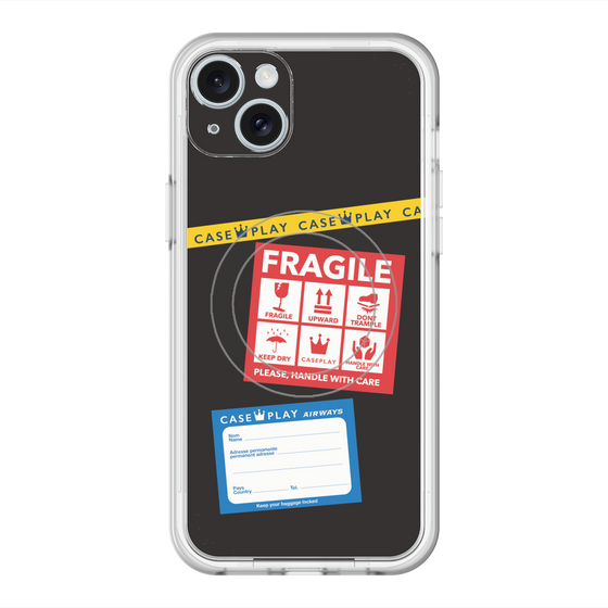 スリムプロテクションプレミアムケース with MagSafe［ FRAGILE Stickers - Black ］