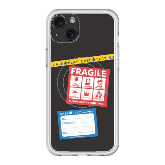 スリムプロテクションプレミアムケース with MagSafe［ FRAGILE Stickers - Black ］