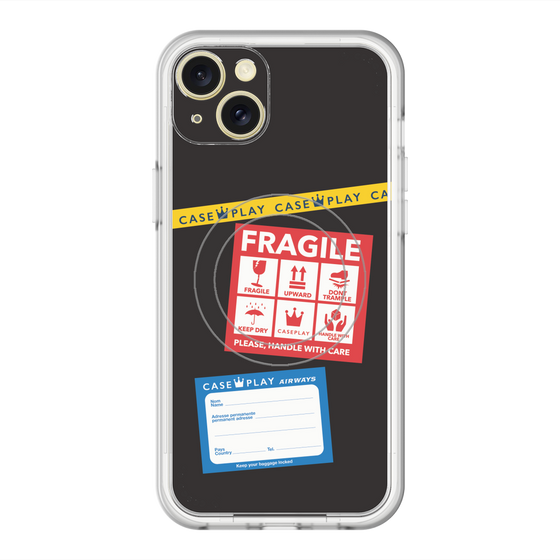 スリムプロテクションプレミアムケース with MagSafe［ FRAGILE Stickers - Black ］
