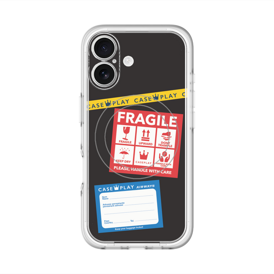 スリムプロテクションプレミアムケース with MagSafe［ FRAGILE Stickers - Black ］
