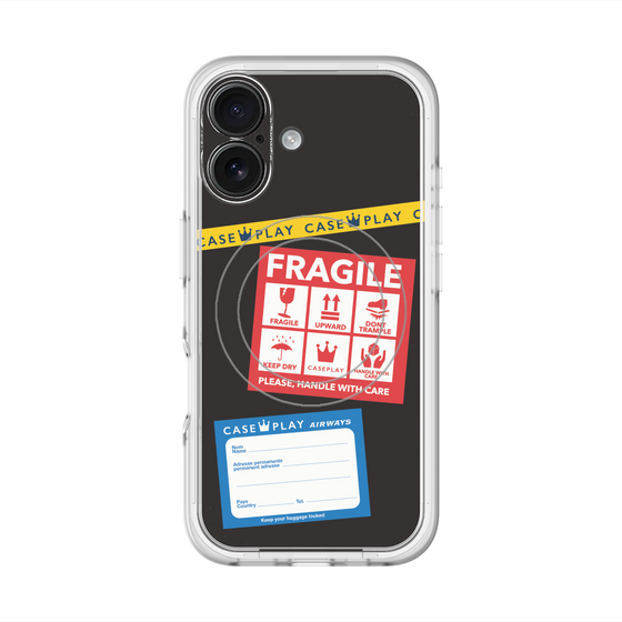 スリムプロテクションプレミアムケース with MagSafe［ FRAGILE Stickers - Black ］