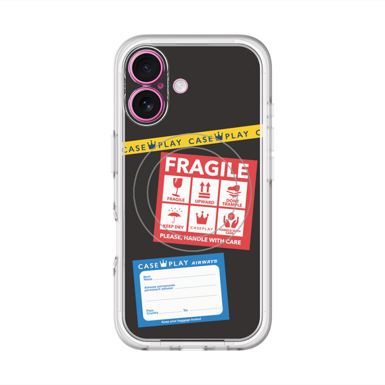 スリムプロテクションプレミアムケース with MagSafe［ FRAGILE Stickers - Black ］
