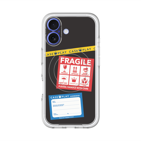 スリムプロテクションプレミアムケース with MagSafe［ FRAGILE Stickers - Black ］