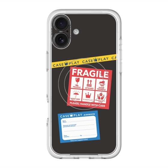スリムプロテクションプレミアムケース with MagSafe［ FRAGILE Stickers - Black ］