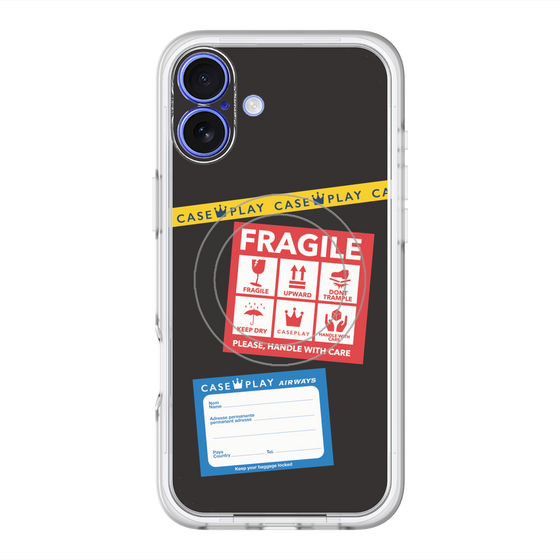 スリムプロテクションプレミアムケース with MagSafe［ FRAGILE Stickers - Black ］