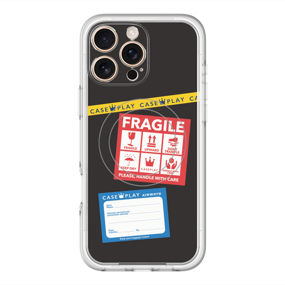 スリムプロテクションプレミアムケース with MagSafe［ FRAGILE Stickers - Black ］