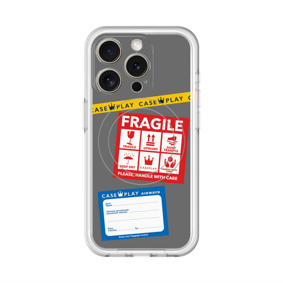 スリムプロテクションプレミアムケース with MagSafe［ FRAGILE Stickers - Gray ］