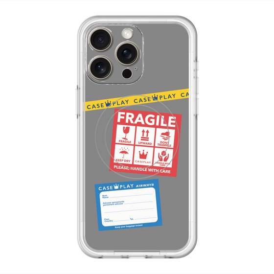スリムプロテクションプレミアムケース with MagSafe［ FRAGILE Stickers - Gray ］