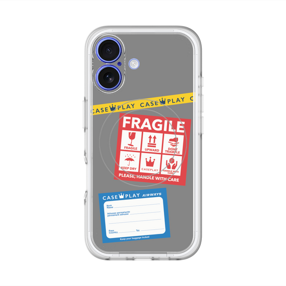 スリムプロテクションプレミアムケース with MagSafe［ FRAGILE Stickers - Gray ］