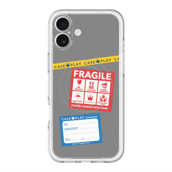 スリムプロテクションプレミアムケース with MagSafe［ FRAGILE Stickers - Gray ］