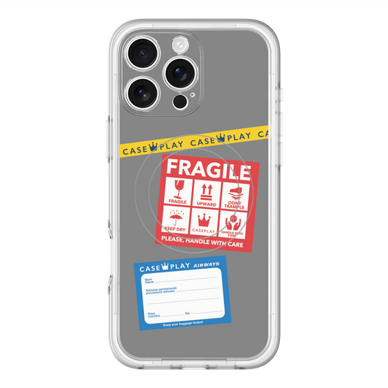 スリムプロテクションプレミアムケース with MagSafe［ FRAGILE Stickers - Gray ］