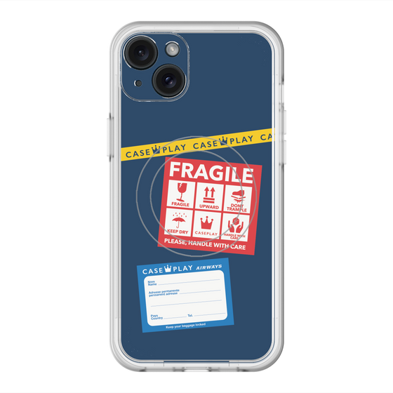 スリムプロテクションプレミアムケース with MagSafe［ FRAGILE Stickers - Navy ］