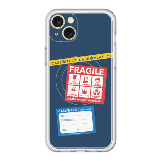 スリムプロテクションプレミアムケース with MagSafe［ FRAGILE Stickers - Navy ］
